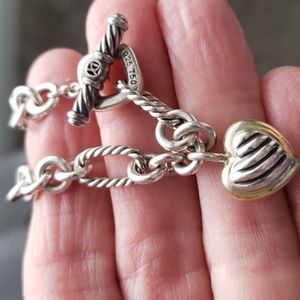David Yurman Cable Heart Toggle Bracelet 18K-925 31 Gms